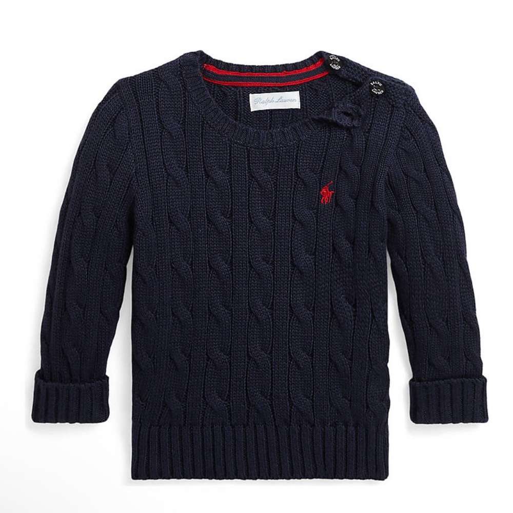 NWT Ralph Lauren Navy Blue Cable Knit Sweater – Kids